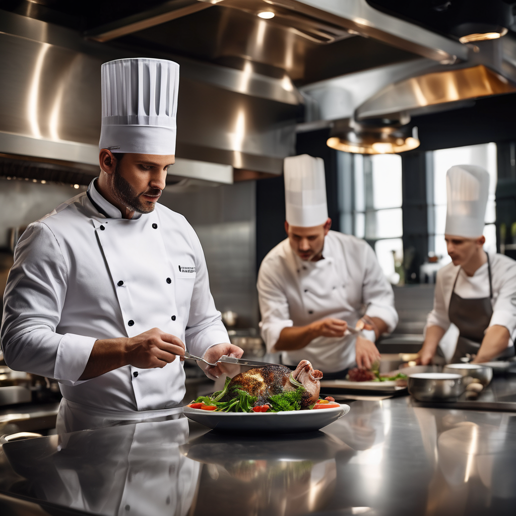 Expert restaurant team working in professional kitchen